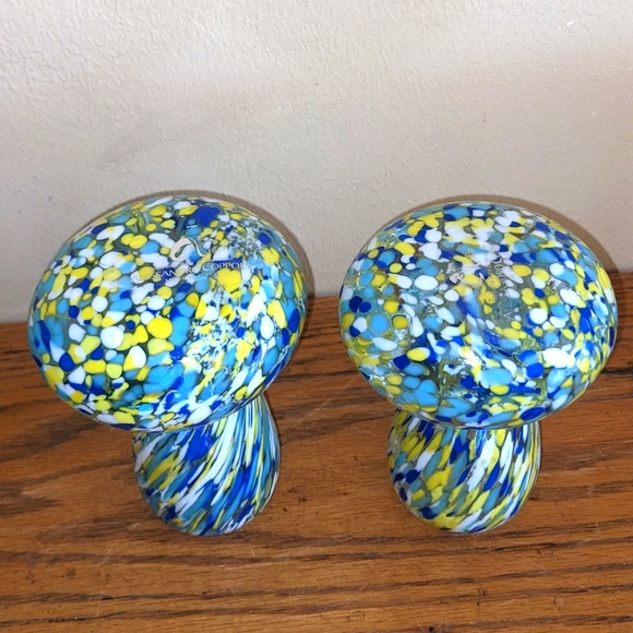 Murano Glass Mushrooms Set of 3 Vintage Hand Blown Made in Italy - Picture 10 of 11